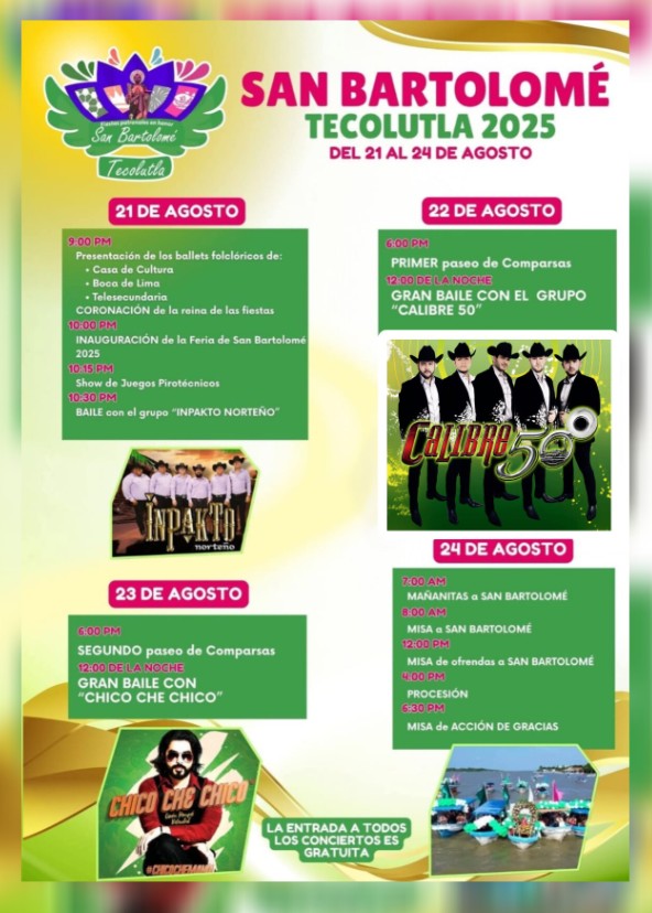 Calibre 50 llega gratis a las Fiestas San Bartolomé Tecolutla