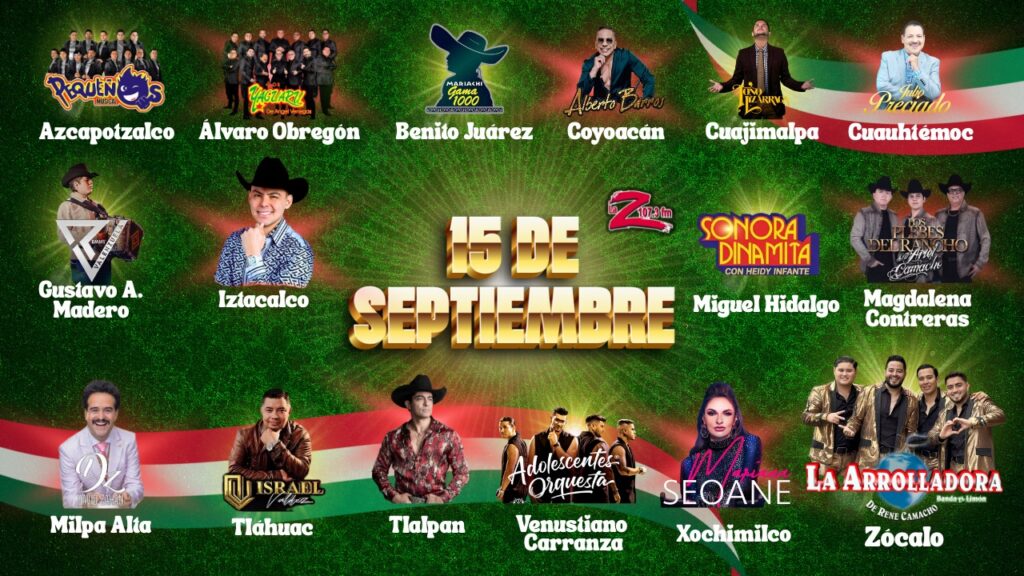 Festeja el 15 de septiembre en CDMX: conoce a todos los artistas que estarán en tu alcaldía